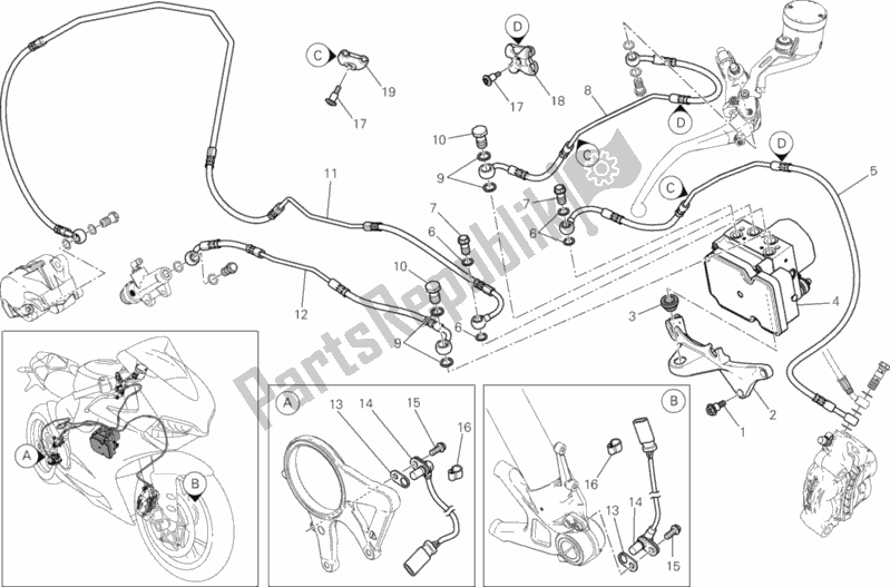 Todas as partes de Sistema De Freio Antitravamento (abs) do Ducati Superbike 1199 Panigale ABS Brasil 2015